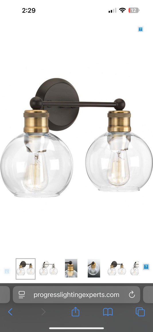 Progress Lighting - P300050-020 - Hansford - 2 Light - Sphere Shade in Coastal style - 15.5 Inches