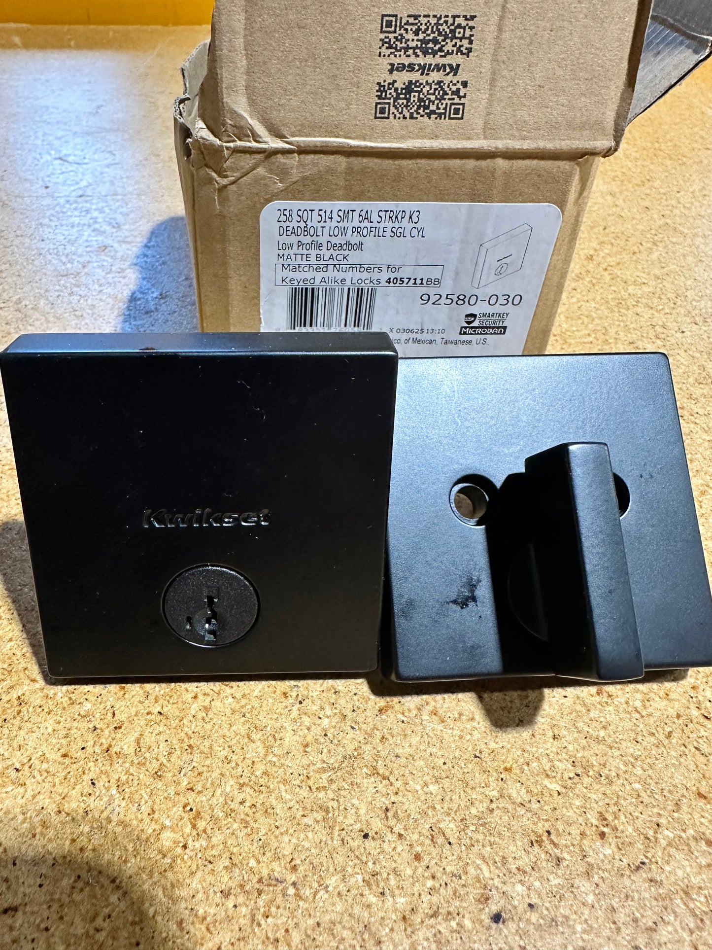 Deadbolt low profile sgl cyl matte black