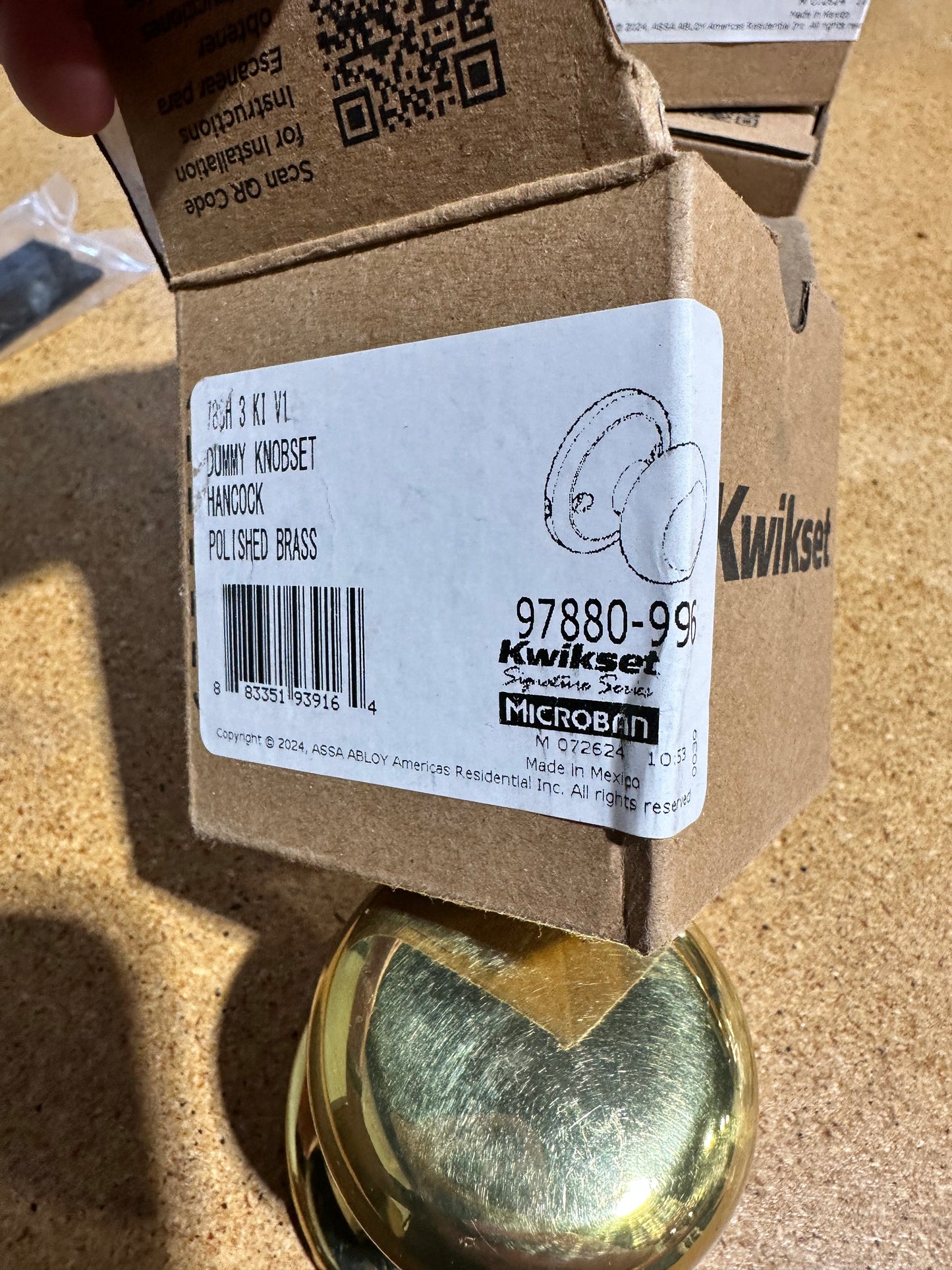 Kwikset dummy knobset polished brass