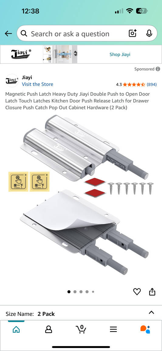 Magnetic Push Latch Heavy Duty Jiayi Double Push to Open Door Latch Touch Latches Kitchen Door Push Release Latch for Drawer Closure Push Catch Pop Out Cabinet Hardware