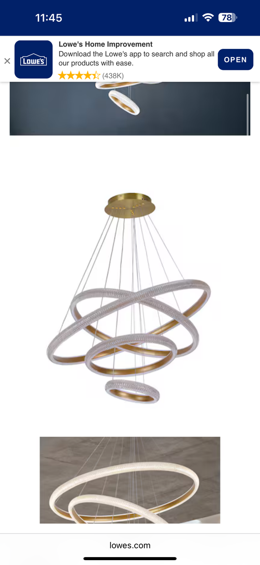 Aiwen 4-Light Aluminium Modern/Contemporary LED Dry rated Chandelier