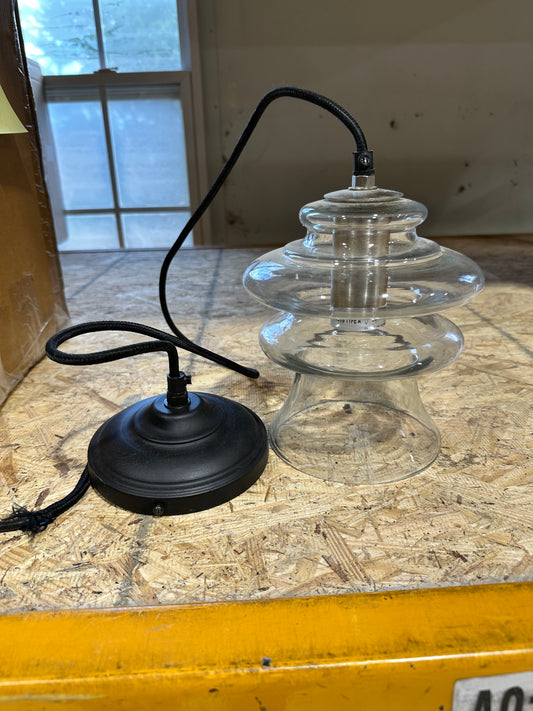 Bobo pendant small black rope clear glass hanging light