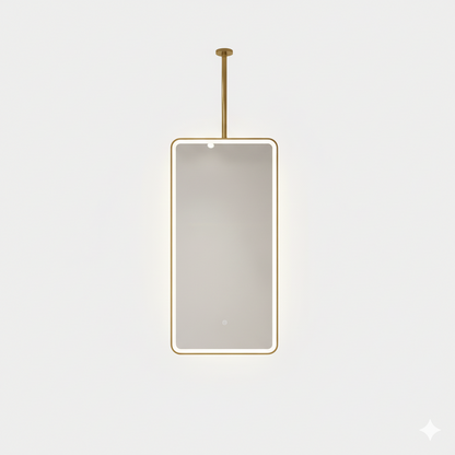 SPH Designs 48" H x 25.5" W Modern Suspended Ceiling Aluminum Framed Bathroom Wall Mirror with LED Lighting