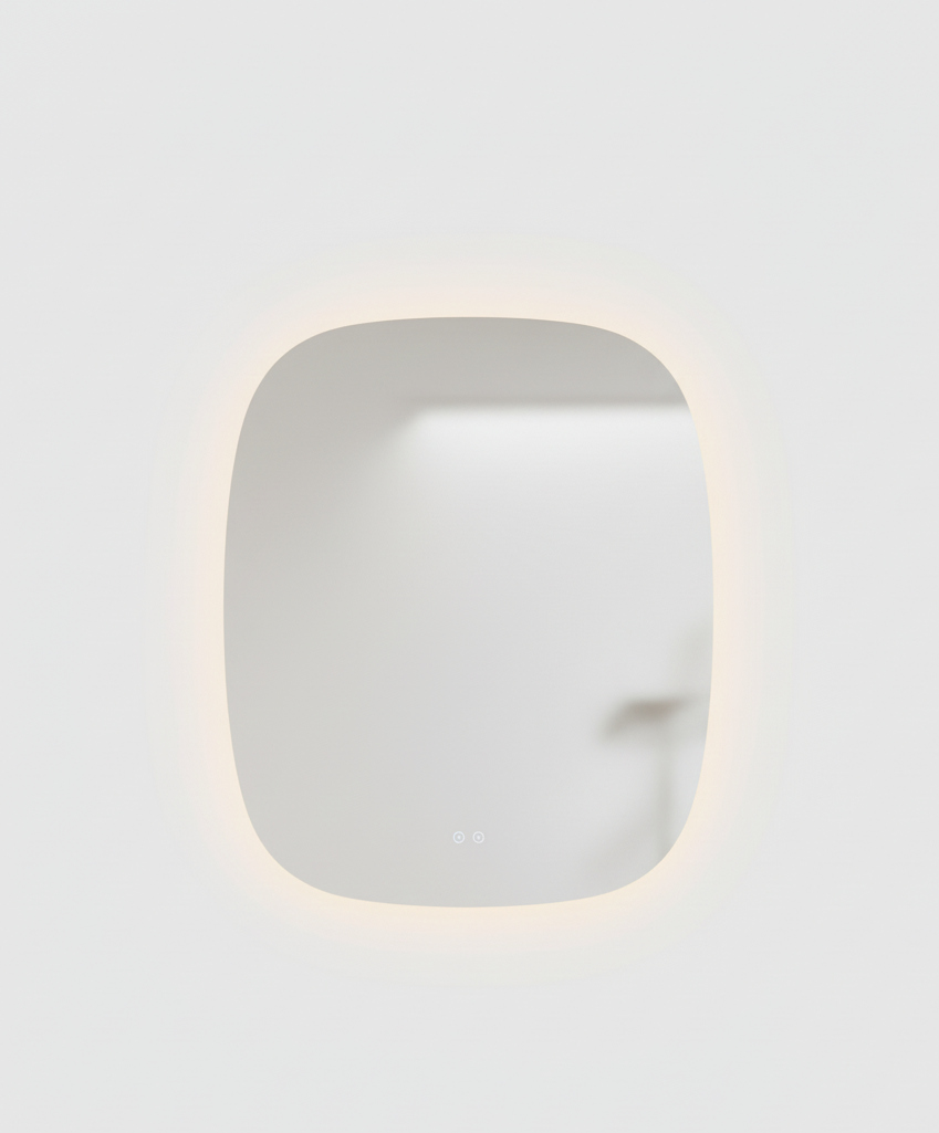 SPH Designs 43" H x 31" W Modern Aluminum Frameless Bathroom Wall Mirror with Light