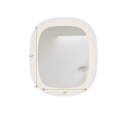 SPH Designs 43" H x 31" W Modern Aluminum Frameless Bathroom Wall Mirror with Light